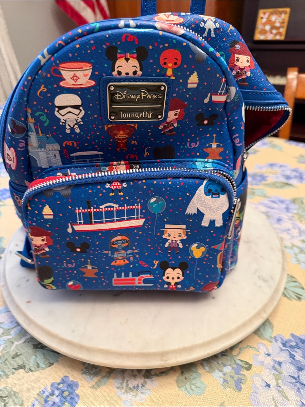Disney Blue Mini Kids Backpack with Park Character Icons